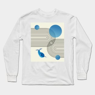 Stripes, Narwhal and Blue Circles Composition (Rainbow and Sun Abstraction) Long Sleeve T-Shirt